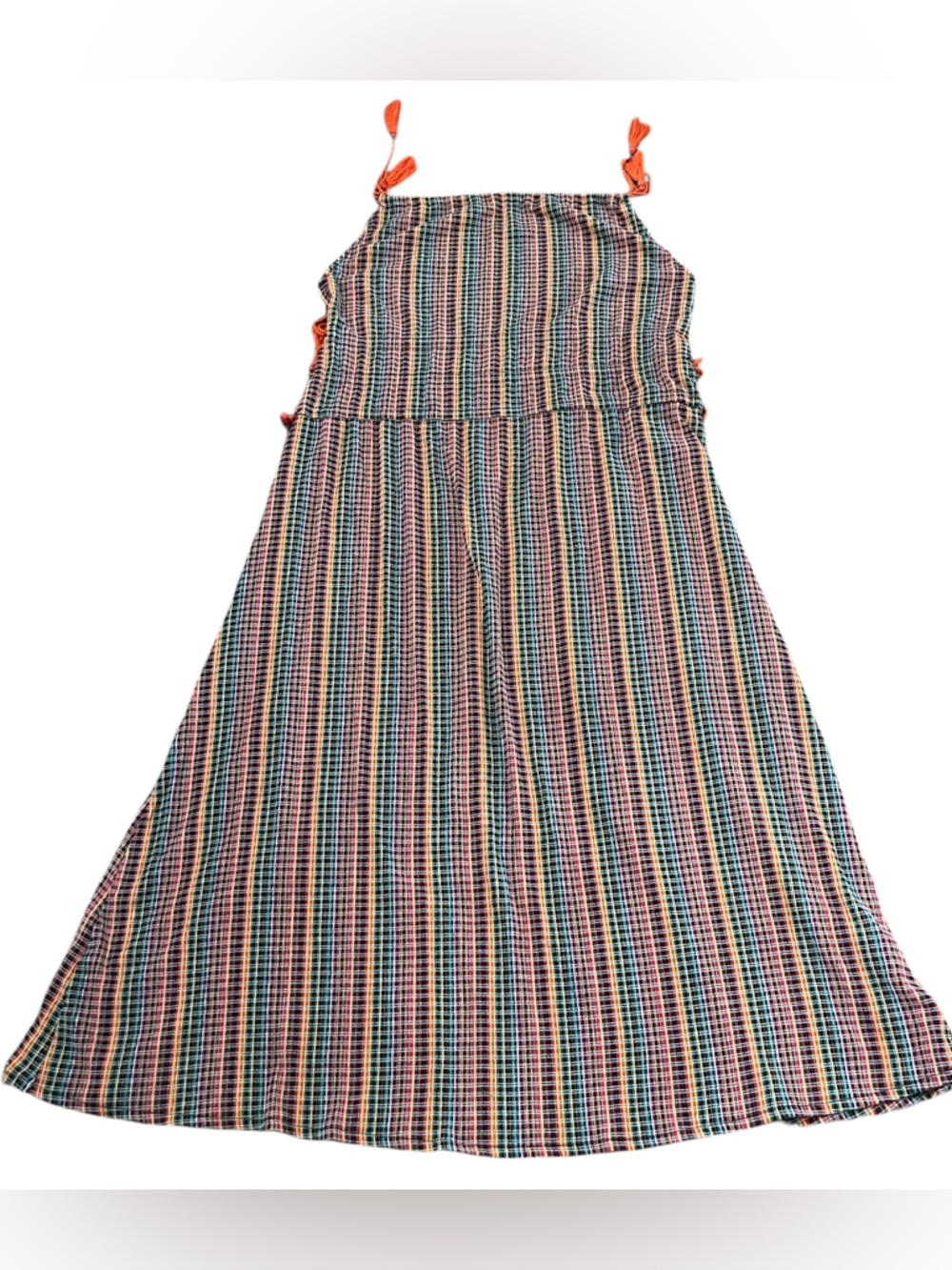 Zara Multicolored Plaid Tassel Maxi Dress Size Small - Picture 5 of 14